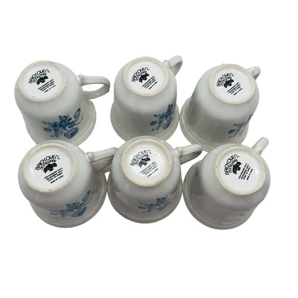 Set of 6 VTG Brick Oven Stoneware Blue White Floral Jardin Bleu Mug Cup Cottage - Picture 14 of 15